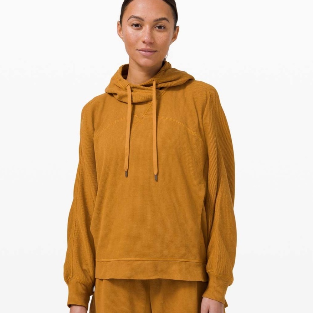 Lululemon Mellow Hoodie Waffle Knit Spiced Bronze Yellow 2020 Sweatshirt Small S